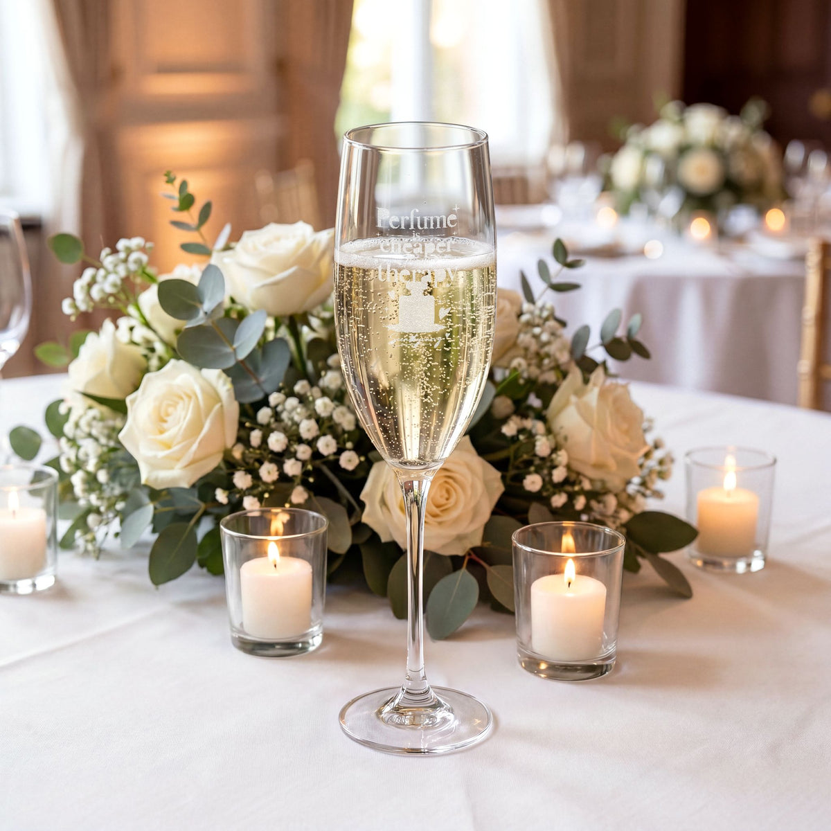 Engraved 8oz Champagne Flute - Personalized Bridal, Wedding & Celebration Glass